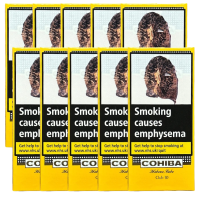 Cohiba Club Cigarillos - 10 x Pack of 10(100) Bundle Deal